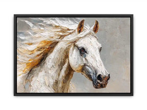 white horse rustic canvas art