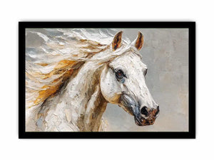white horse rustic canvas art