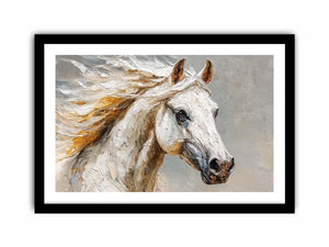 white horse rustic canvas art