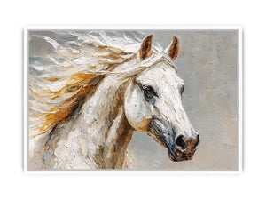 white horse rustic canvas art