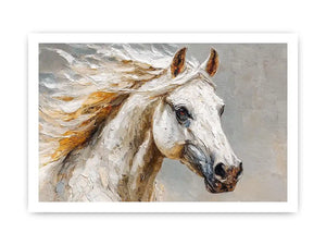 white horse rustic canvas art
