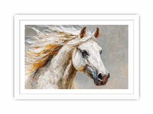 white horse rustic canvas art
