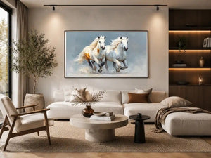 running white horses canvas print