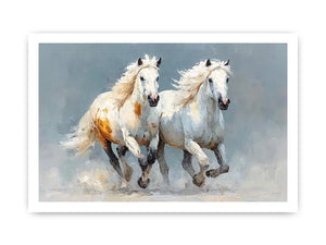 running white horses canvas print