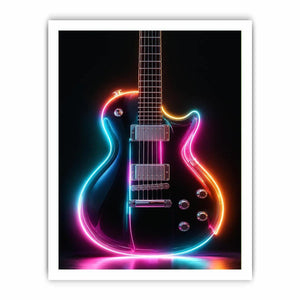 neon electric guitar canvas print
