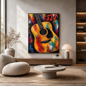 colorful guitar music canvas art