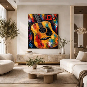 colorful guitar music canvas art
