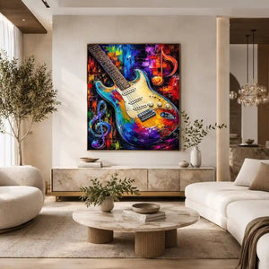 colourful guitar music canvas print