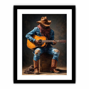 rustic cowboy guitar canvas art