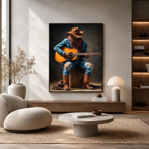 rustic cowboy guitar canvas art