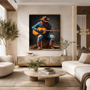 rustic cowboy guitar canvas art