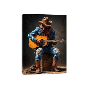 rustic cowboy guitar canvas art
