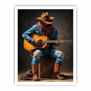 rustic cowboy guitar canvas art