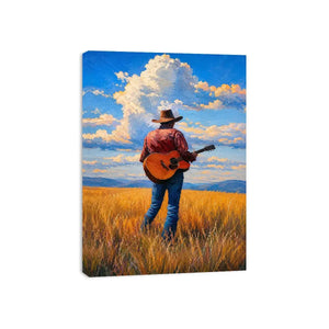 cowboy prairie guitar canvas art