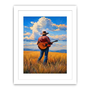 cowboy prairie guitar canvas art