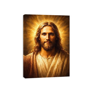 jesus portrait golden light canvas art