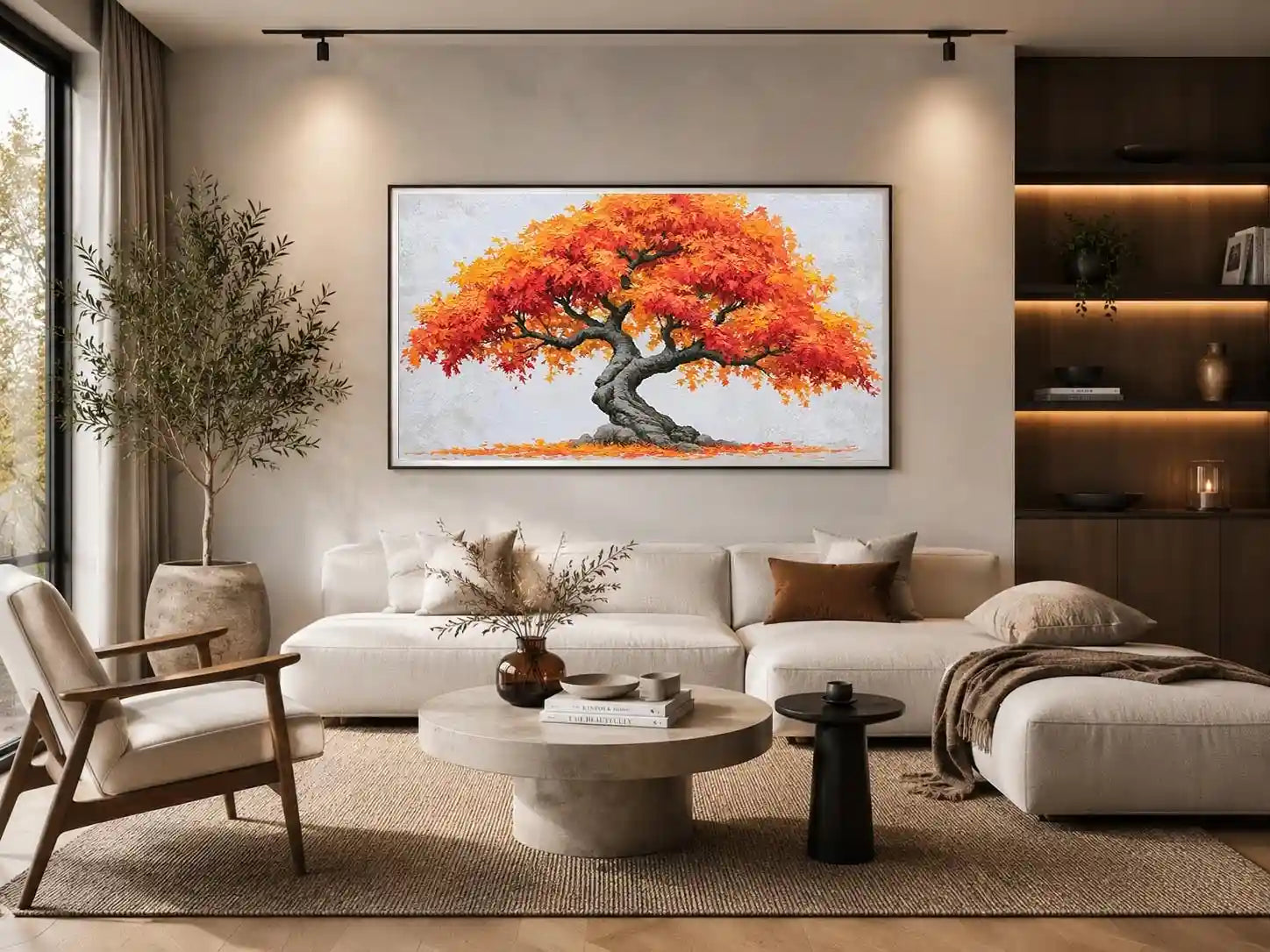 autumn bonsai tree canvas art