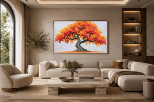 autumn bonsai tree canvas art