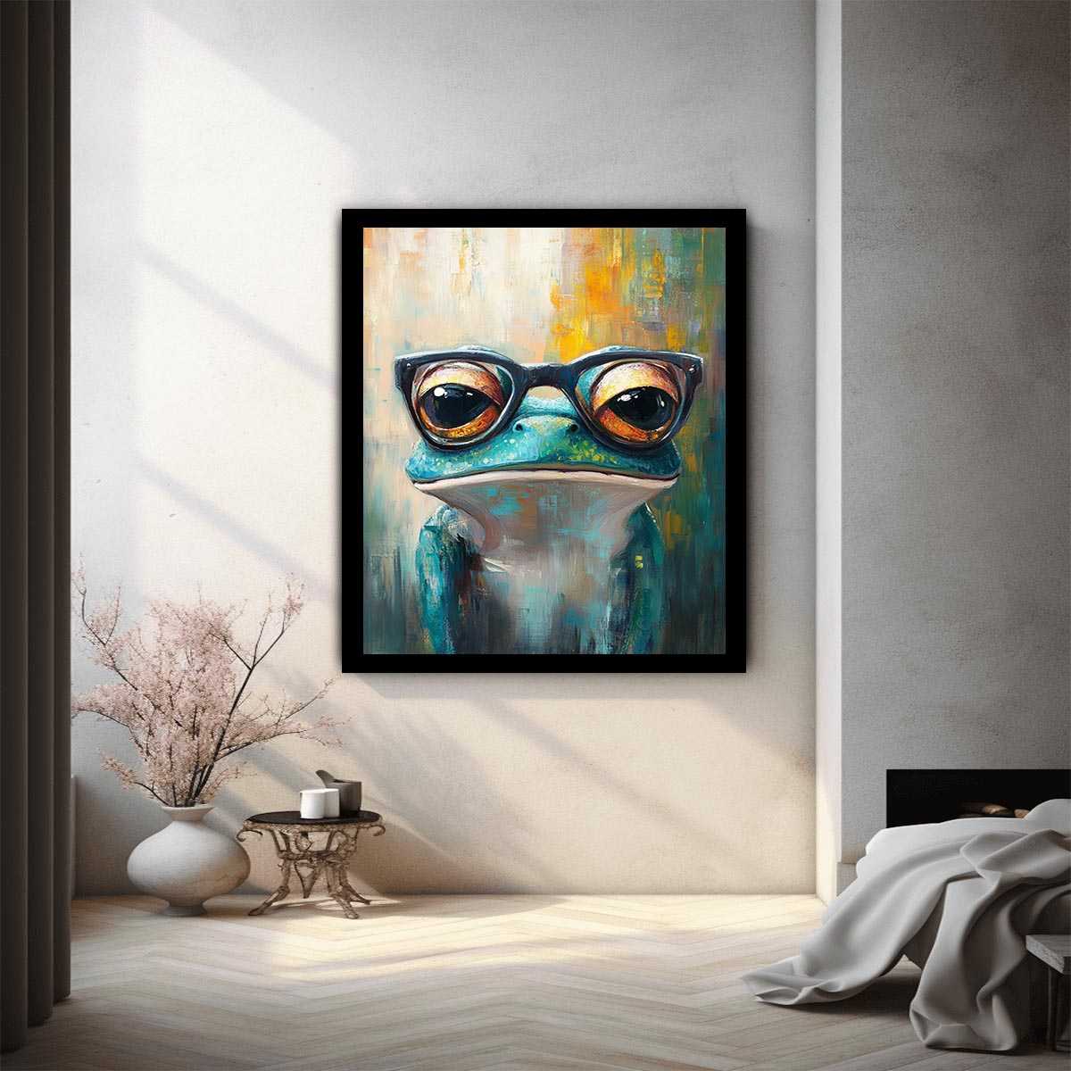 Frog with Galsses Painting