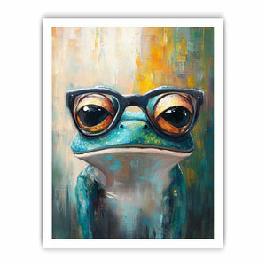 Frog with Galsses Canvas Painting