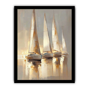 Golden Yacht Canvas Painting