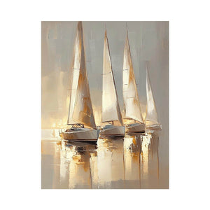 Golden Yacht Canvas Painting