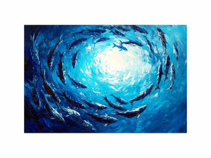 Blue Swim Oil Painting