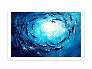 Blue Swim Canvas Painting
