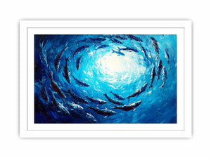 Blue Swim Canvas Painting
