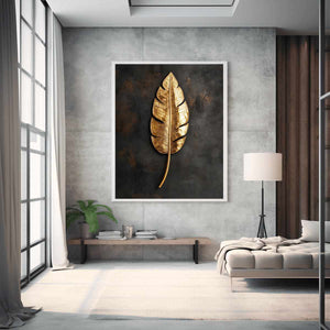 Gold Feather Canvas Painting