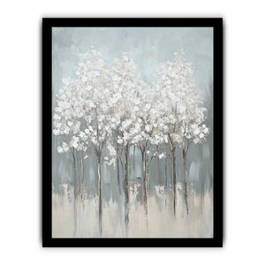 Abstract White Flowers Canvas Painting