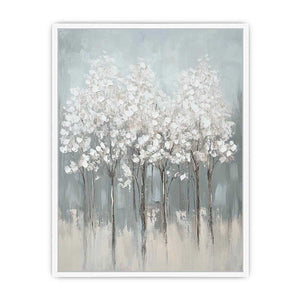 Abstract White Flowers Canvas Painting
