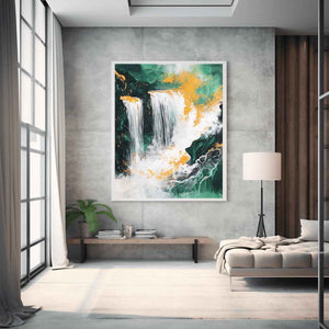 Gold Waterfall Canvas Painting