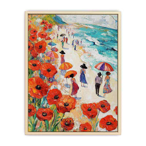 Poppies On The Beach Canvas Painting