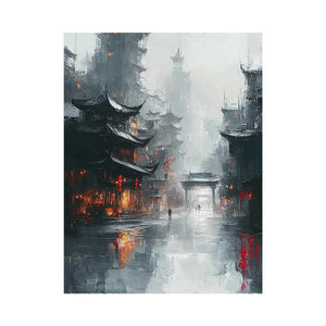 Pagodas Oil Painting