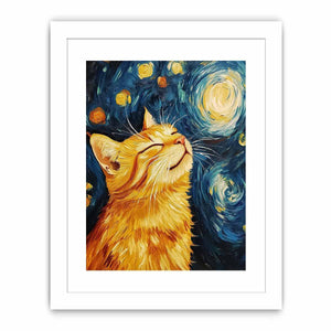 Van Gogh Cat Canvas Painting