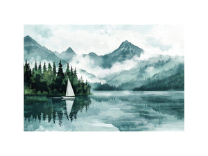 Vintage Lake Oil Painting