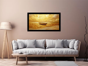 Gold Boat Canvas Painting