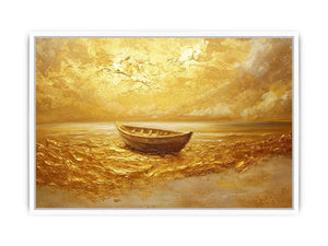 Gold Boat Canvas Painting