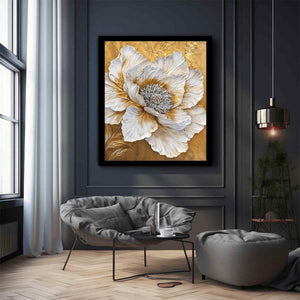 Gold Peony Canvas Painting