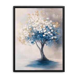 Blue Gold Tree Canvas Painting