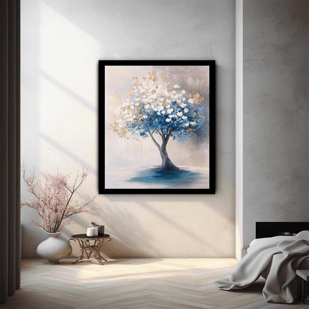 Blue Gold Tree Painting