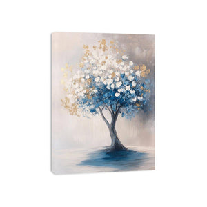 Blue Gold Tree Canvas Painting