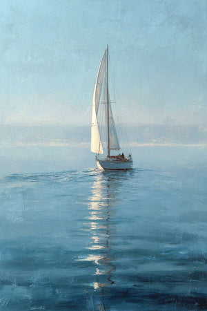 blue sailboat nautical canvas art