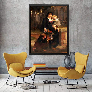 Sa me`re avec ses deux enfants a` la tombe du pe`re Painting