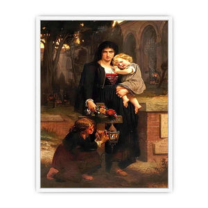 Sa me`re avec ses deux enfants a` la tombe du pe`re Framed Print