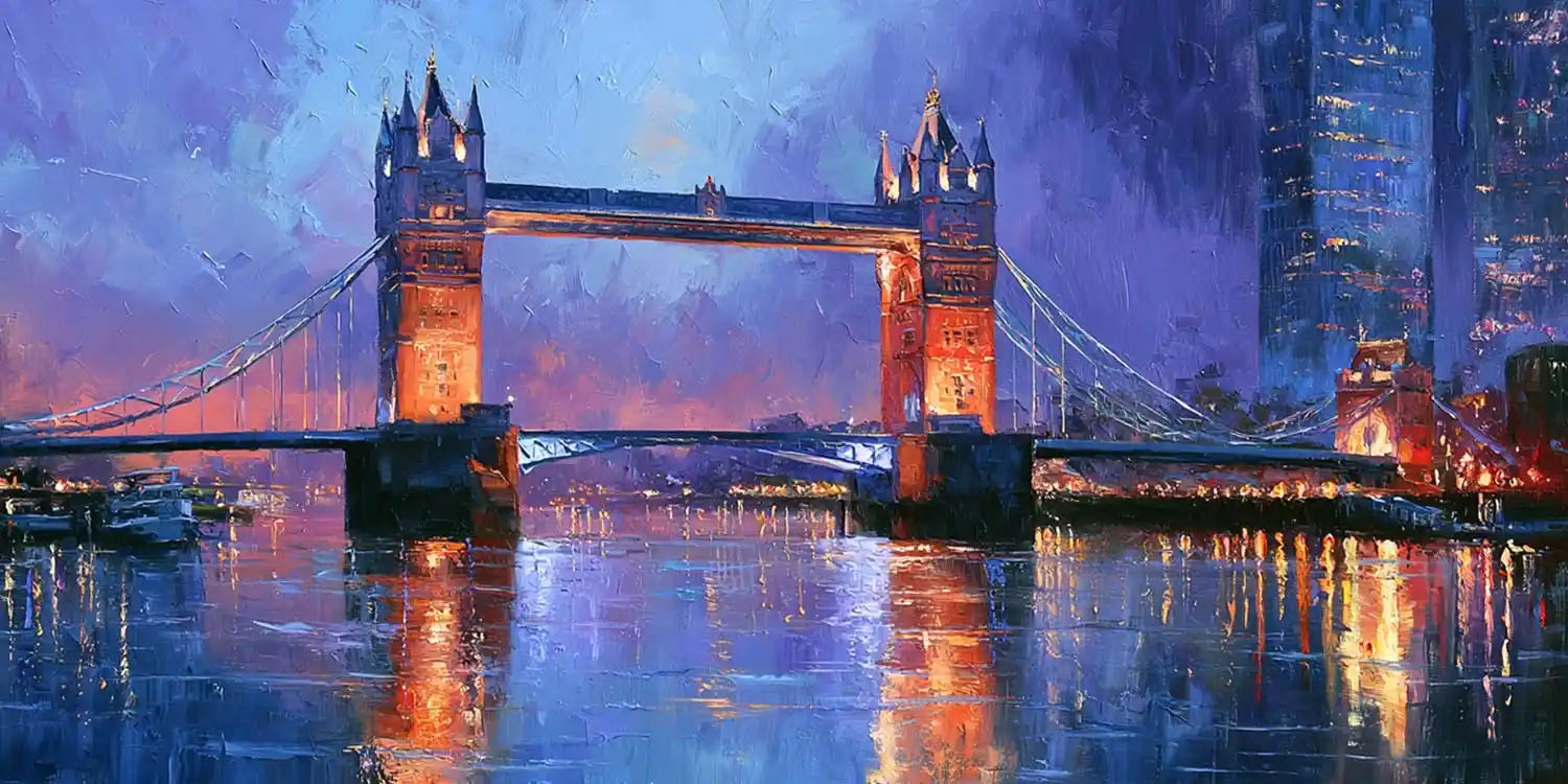 London Thames & Tower Bridge Panorama Painting