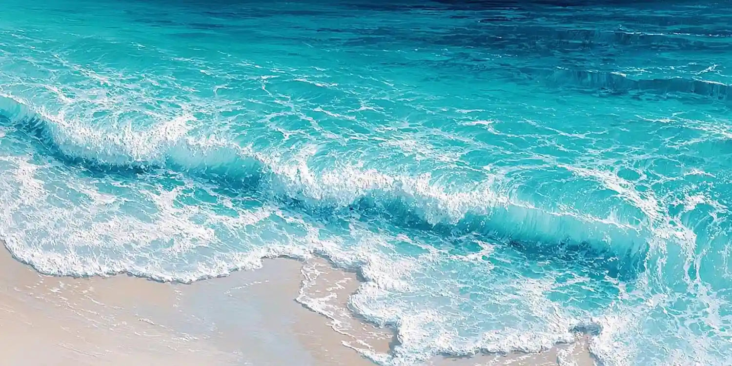 Turquoise Break Panoramic Canvas Print
