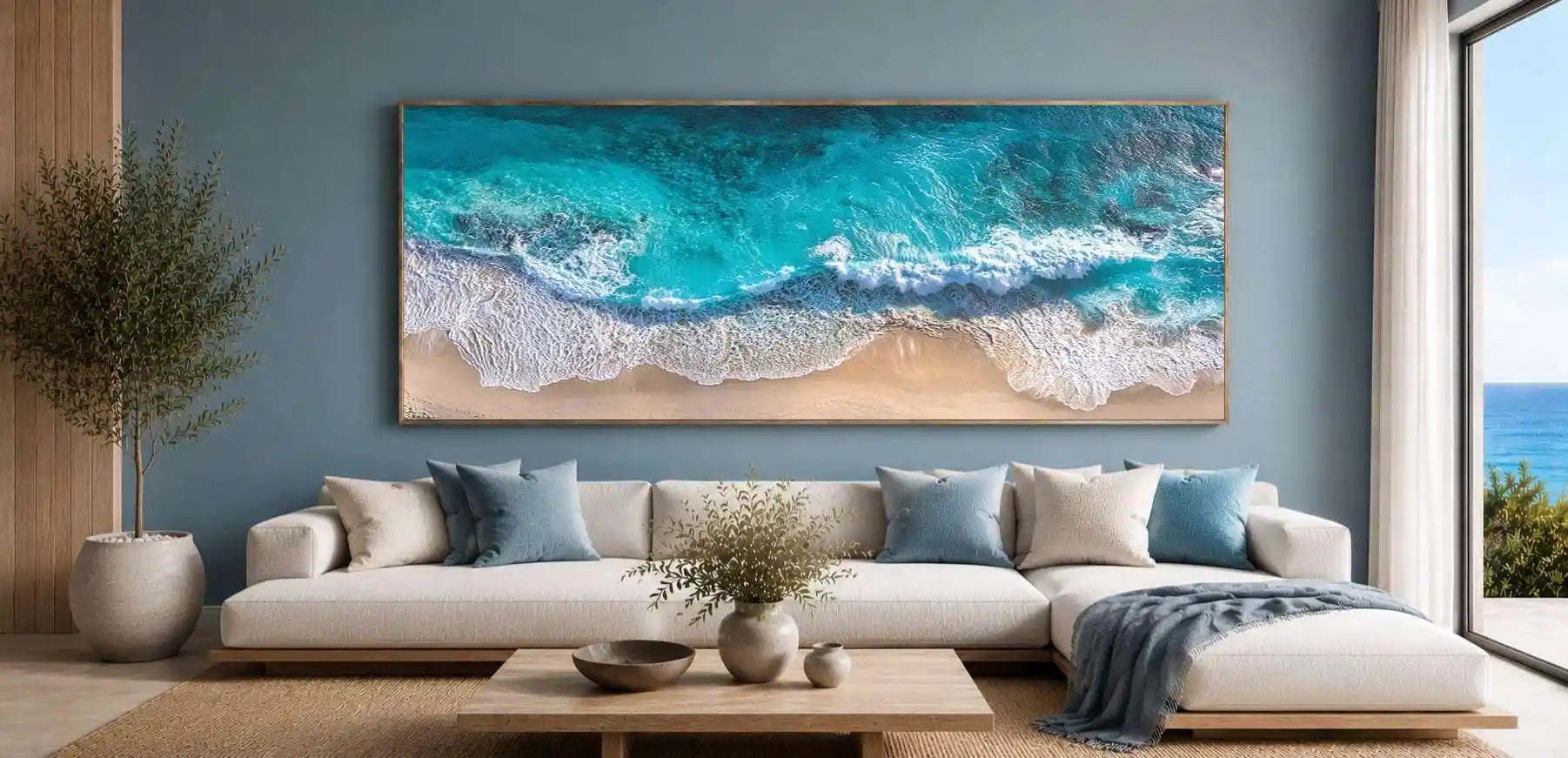 Azure Shoreline Panoramic Canvas Print