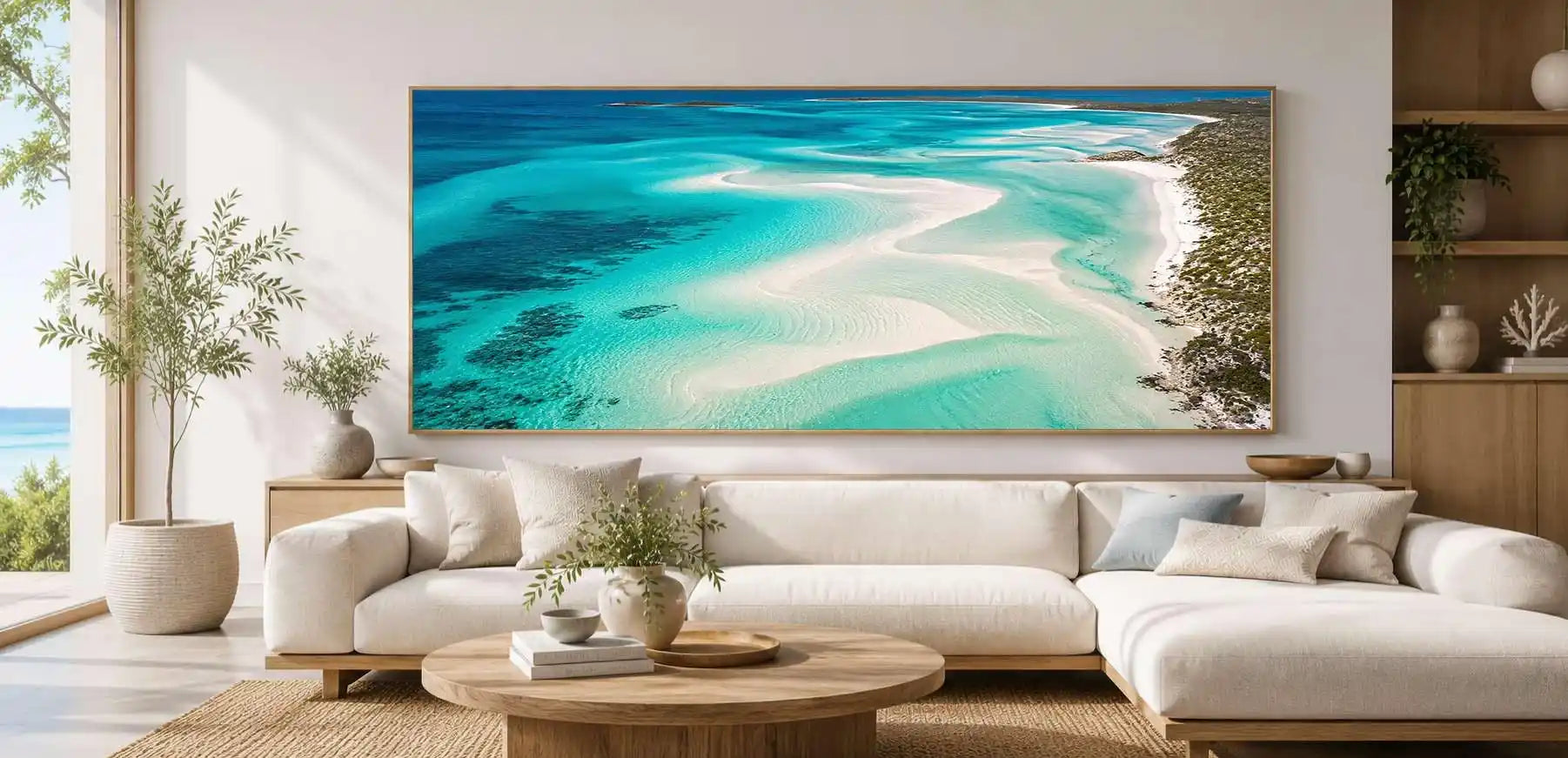 Turquoise Sandbar Panoramic Canvas Print